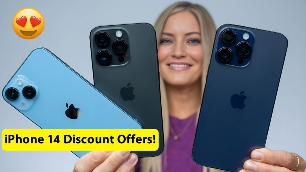 iPhone 14 listed on Amazon with ₹2,215 EMI and multiple discount offers